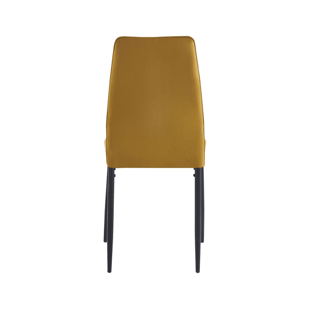 Scaun tapitat din catifea galben/curry, picioare metalice negre, stil Glamour, pentru living/birou, 92 cm - Reelken