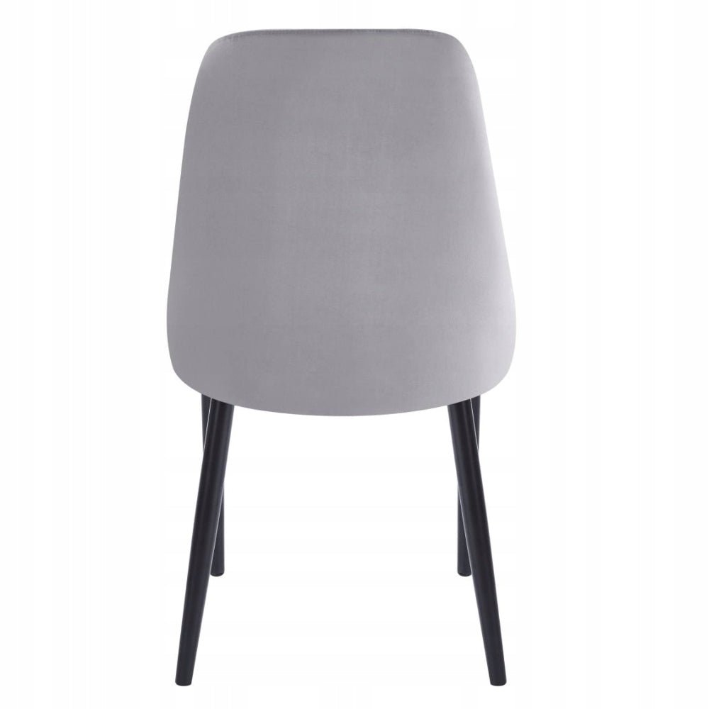 Scaun tapitat din catifea gri, picioare metalice negre, cusaturi verticale, pentru dining/sufragerie/birou, 88 cm - Reelken