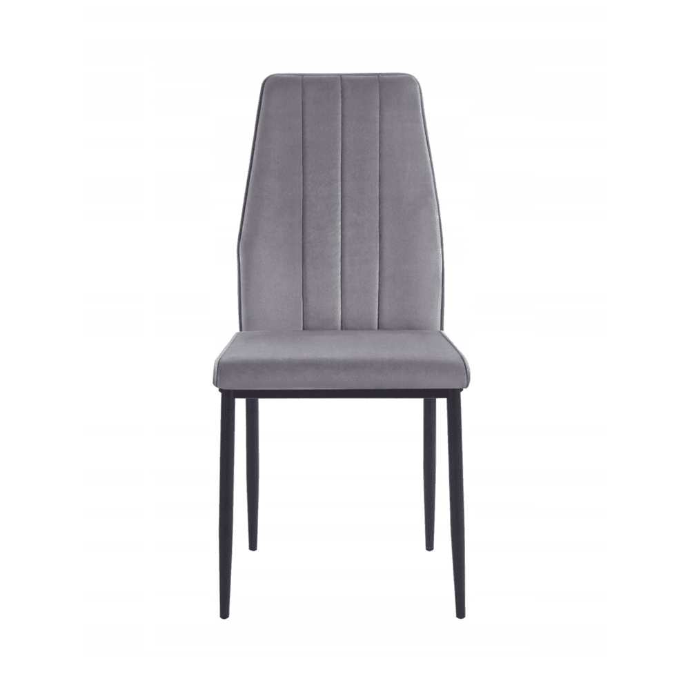 Scaun tapitat din catifea gri, picioare metalice negre, stil Glamour, pentru living/birou, 92 cm - Reelken