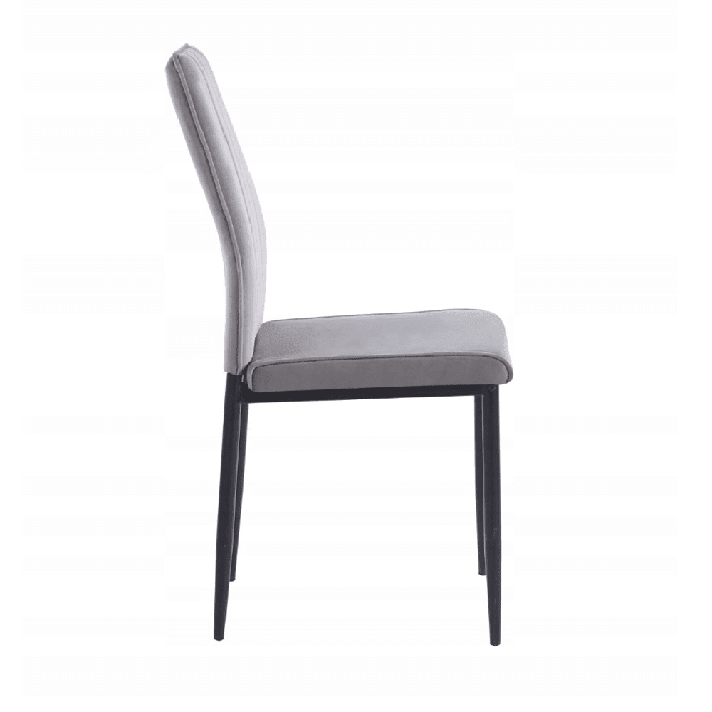 Scaun tapitat din catifea gri, picioare metalice negre, stil Glamour, pentru living/birou, 92 cm - Reelken