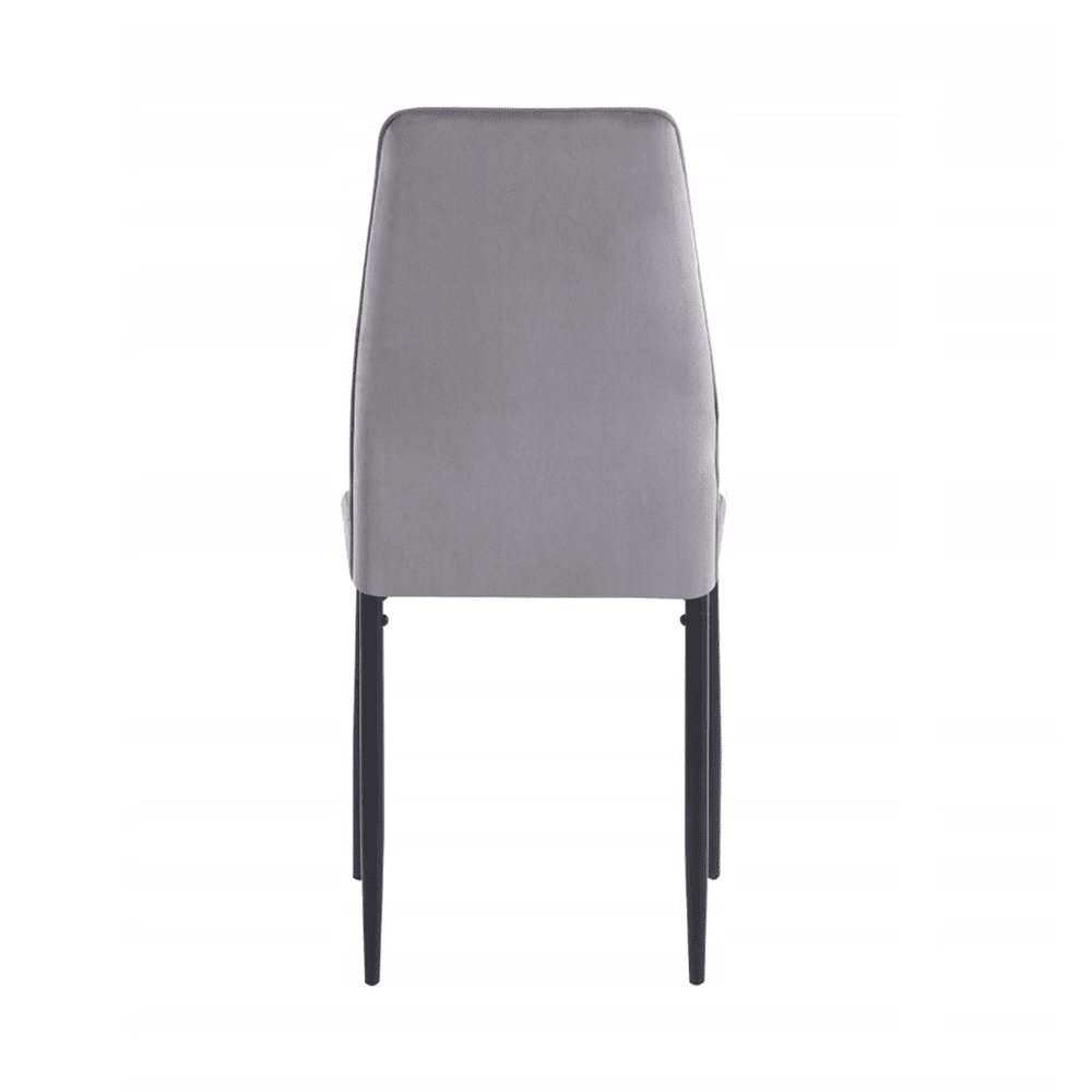 Scaun tapitat din catifea gri, picioare metalice negre, stil Glamour, pentru living/birou, 92 cm - Reelken