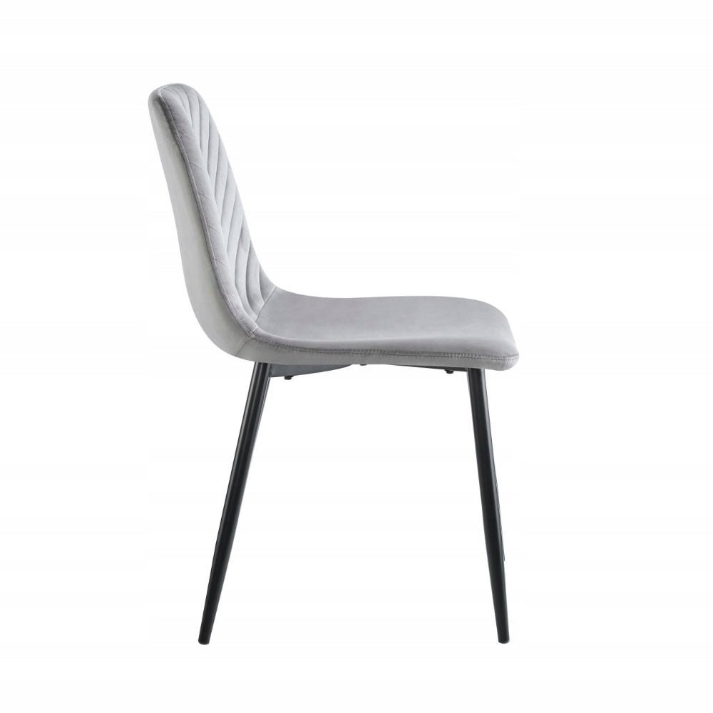 Scaun tapitat din catifea gri, stil loft, picioare metalice negre, pentru living/birou, 87 cm - Reelken