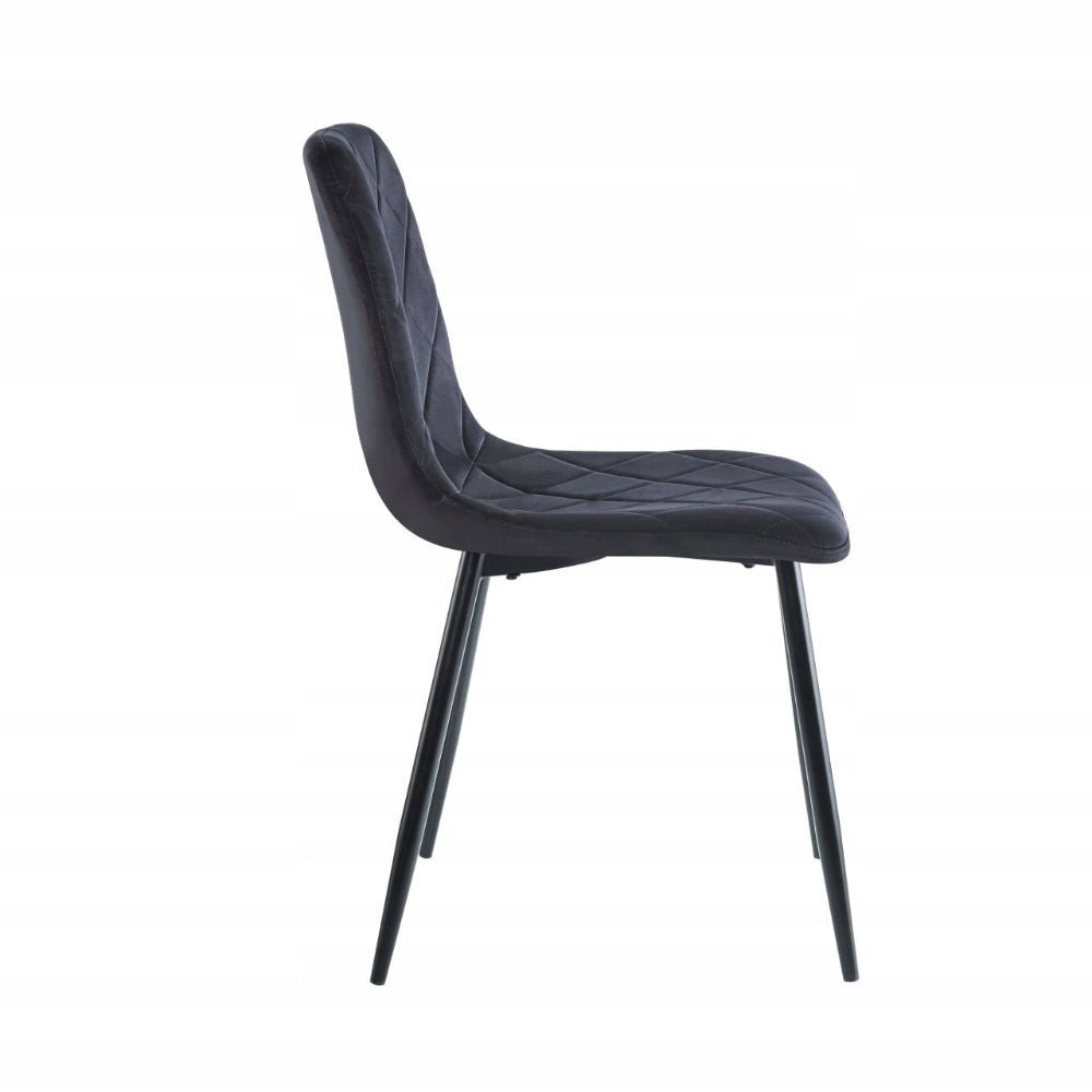 Scaun tapitat din catifea neagra, picioare metalice negre, stil loft, pentru dining/living, 87 cm - Reelken