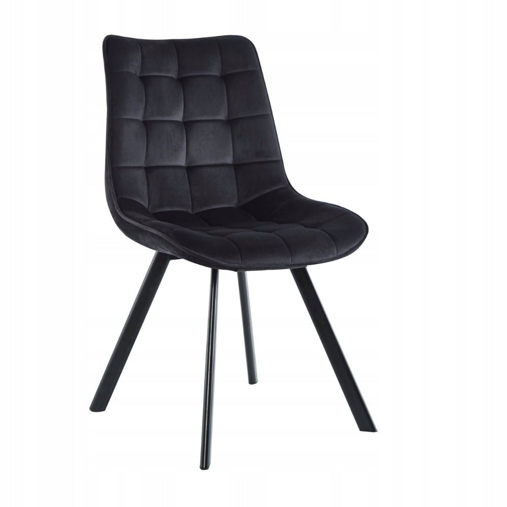 Scaun tapitat din catifea negru, picioare metalice negre, pentru bucatarie/sufragerie, 87 cm - Reelken