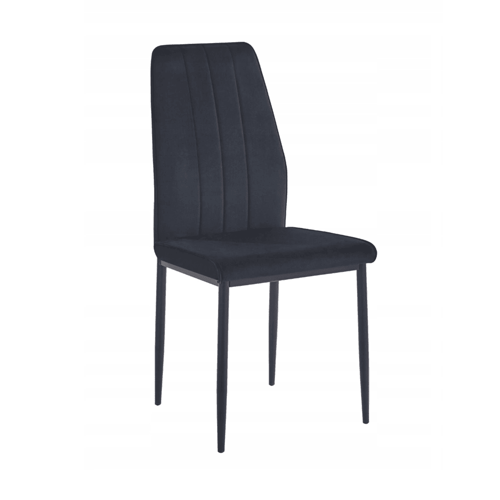 Scaun tapitat din catifea negru, picioare metalice negre, stil Glamour, pentru living/birou, 92 cm - Reelken