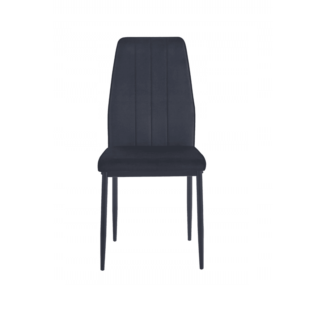 Scaun tapitat din catifea negru, picioare metalice negre, stil Glamour, pentru living/birou, 92 cm - Reelken