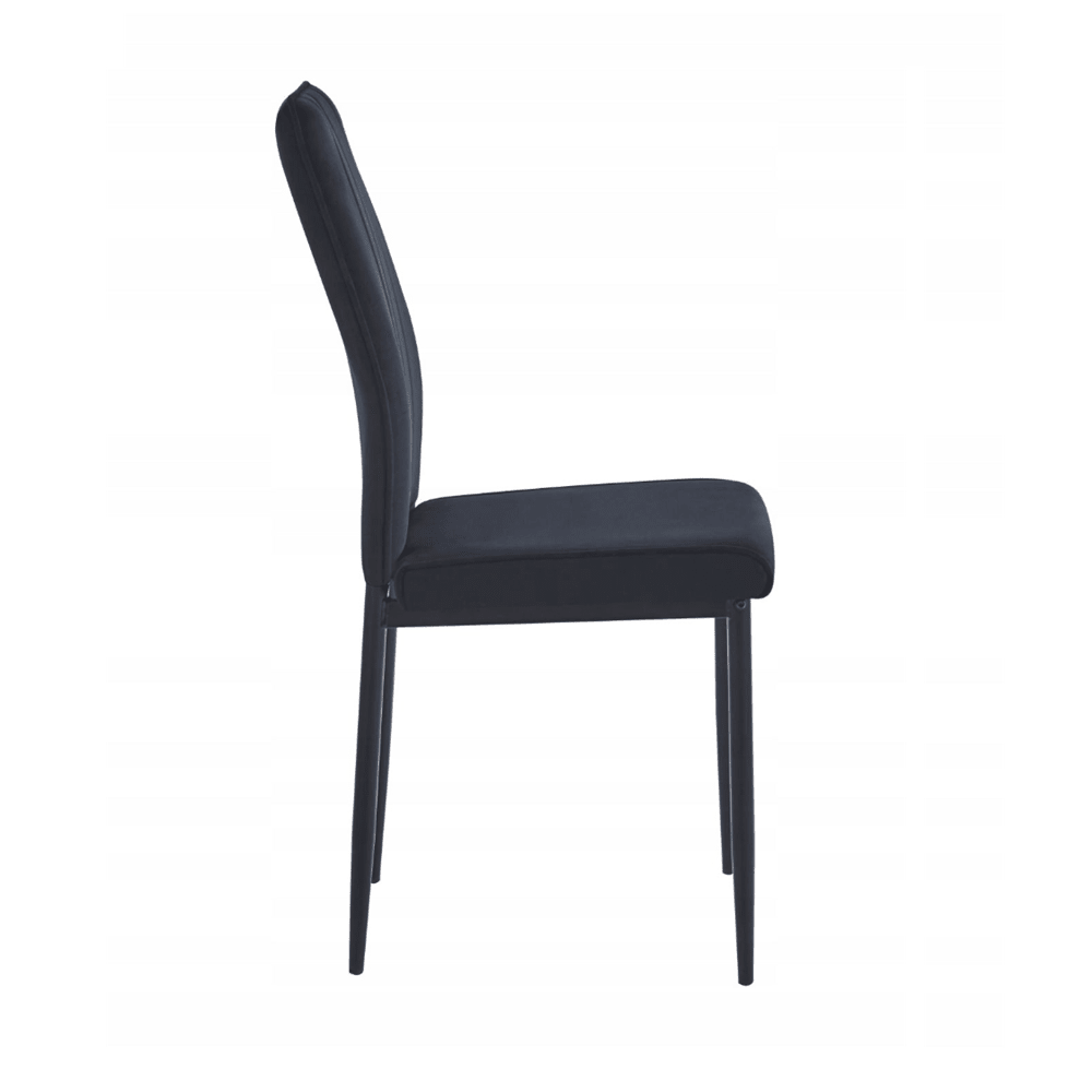 Scaun tapitat din catifea negru, picioare metalice negre, stil Glamour, pentru living/birou, 92 cm - Reelken