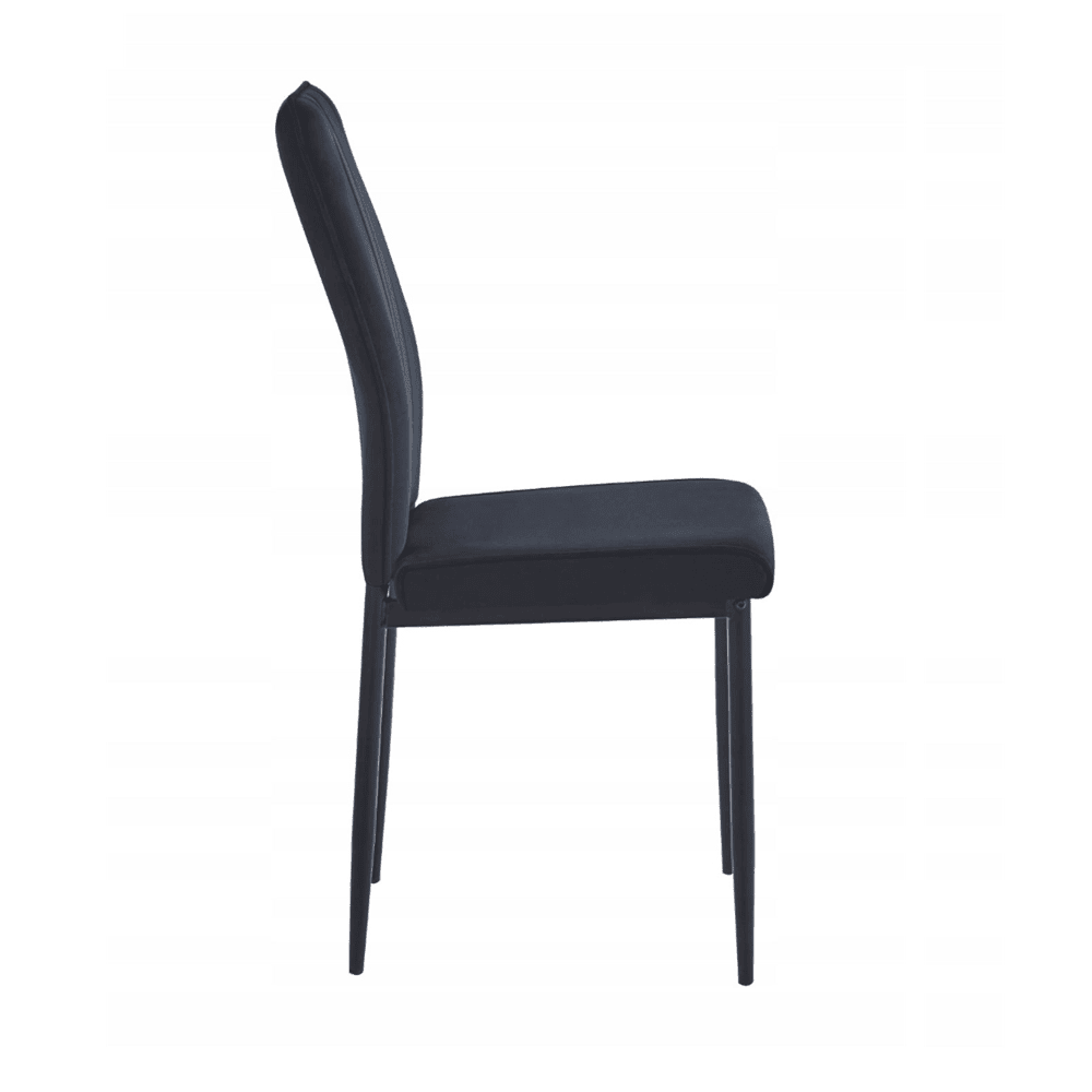 Scaun tapitat din catifea negru, picioare metalice negre, stil Glamour, pentru living/birou, 92 cm - Reelken