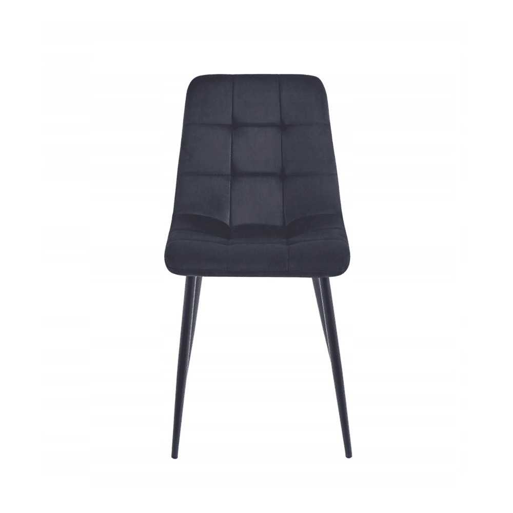 Scaun tapitat din catifea negru, spatar matlasat, picioare metalice negre, pentru dining/birou, 87 cm - Reelken
