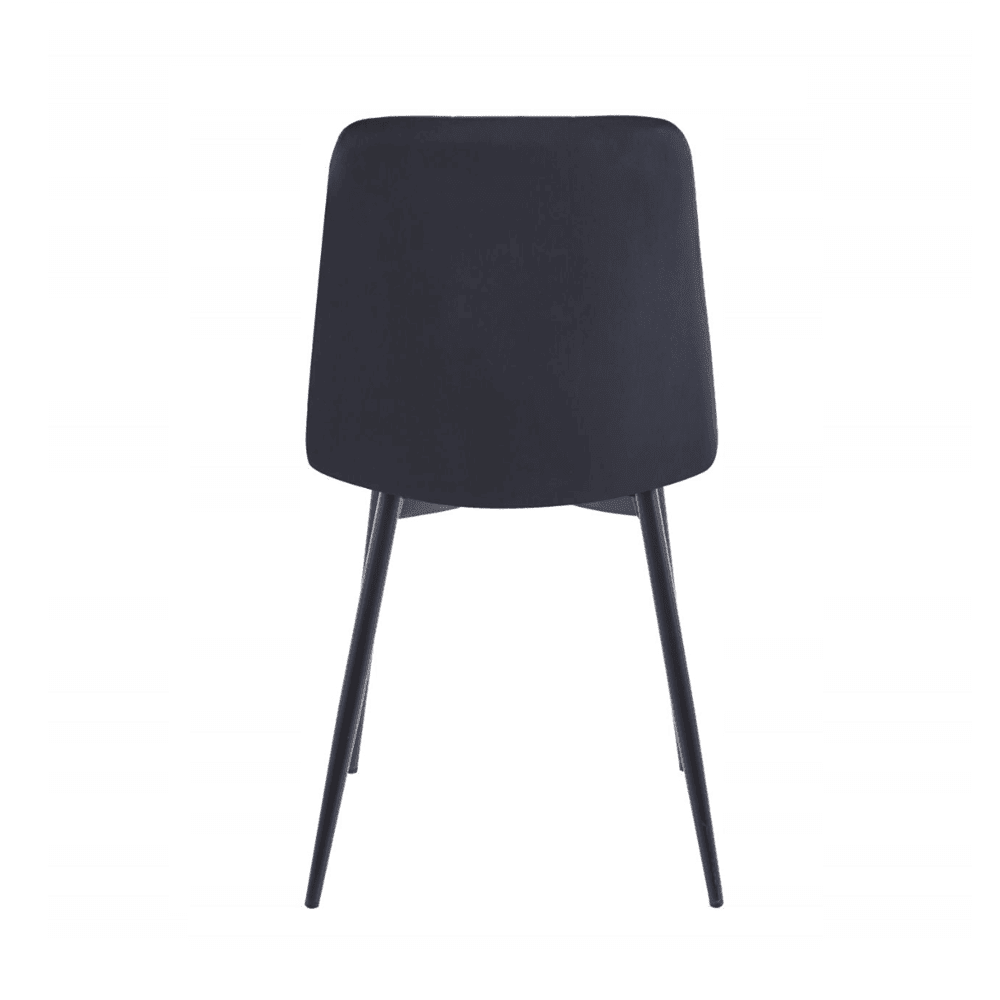 Scaun tapitat din catifea negru, spatar matlasat, picioare metalice negre, pentru dining/birou, 87 cm - Reelken