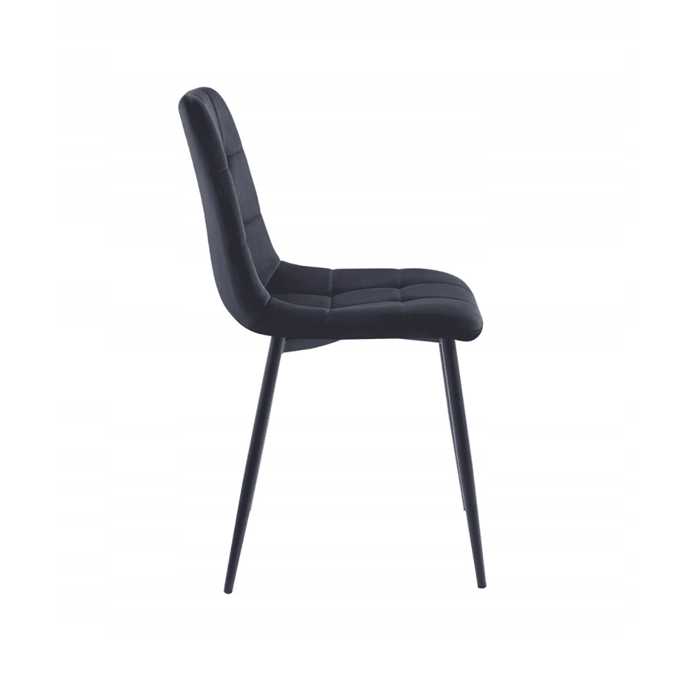 Scaun tapitat din catifea negru, spatar matlasat, picioare metalice negre, pentru dining/birou, 87 cm - Reelken