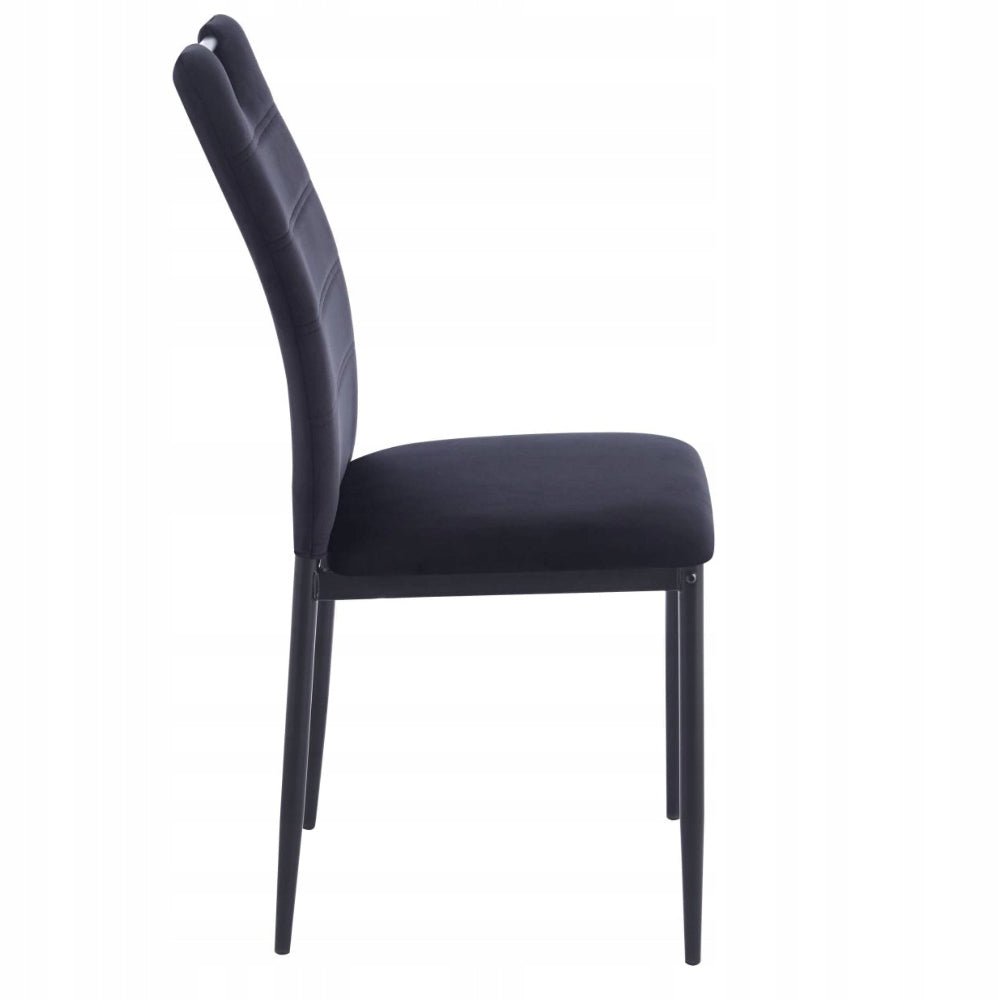 Scaun tapitat din catifea velvet neagra, picioare metalice negre, cu maner pe spatar, pentru living/birou, 92 cm - Reelken