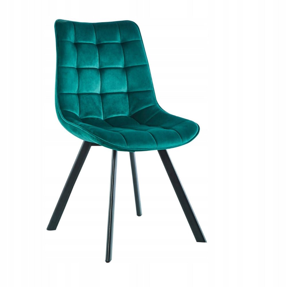 Scaun tapitat din catifea verde, picioare metalice negre, pentru bucatarie/sufragerie, 87 cm - Reelken