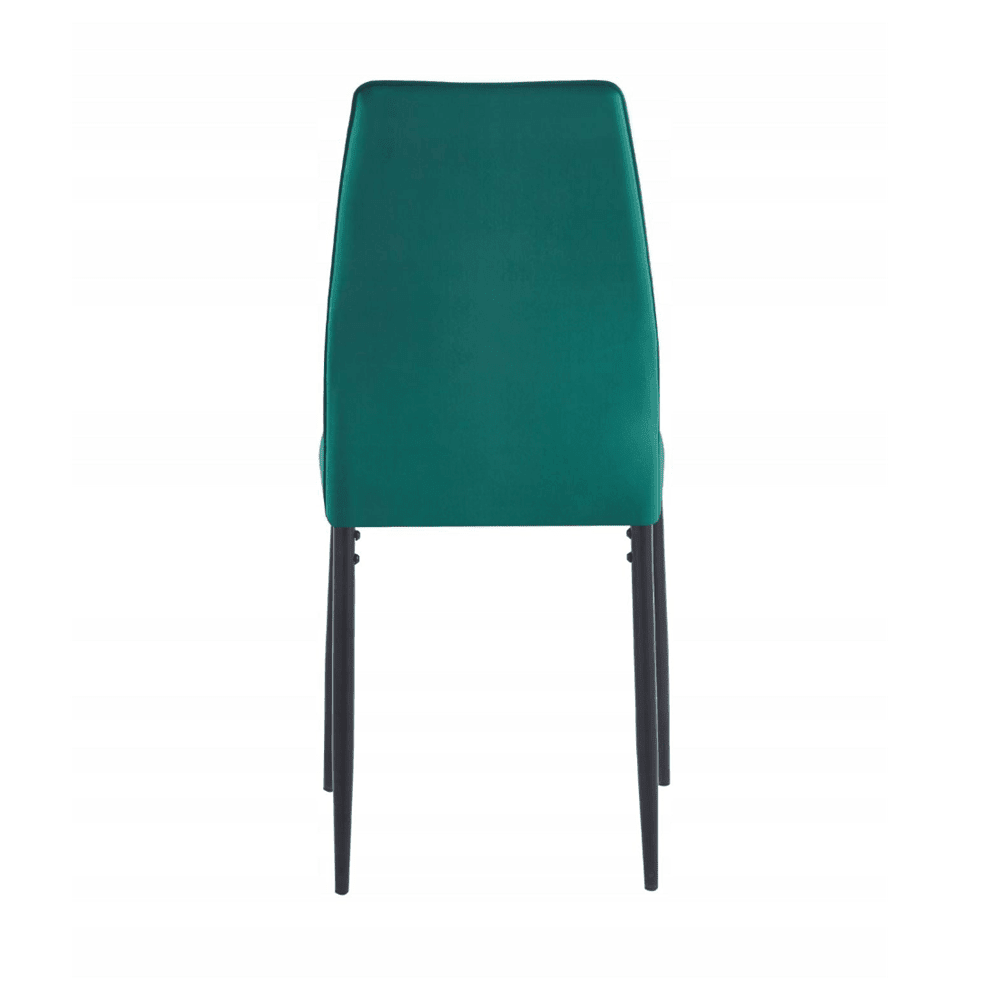 Scaun tapitat din catifea verde, picioare metalice negre, stil Glamour, pentru living/birou, 92 cm - Reelken