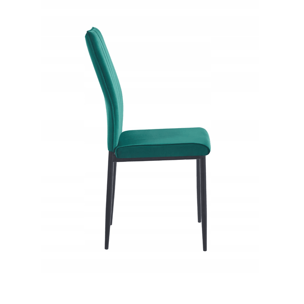 Scaun tapitat din catifea verde, picioare metalice negre, stil Glamour, pentru living/birou, 92 cm - Reelken