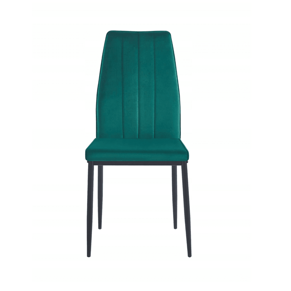 Scaun tapitat din catifea verde, picioare metalice negre, stil Glamour, pentru living/birou, 92 cm - Reelken