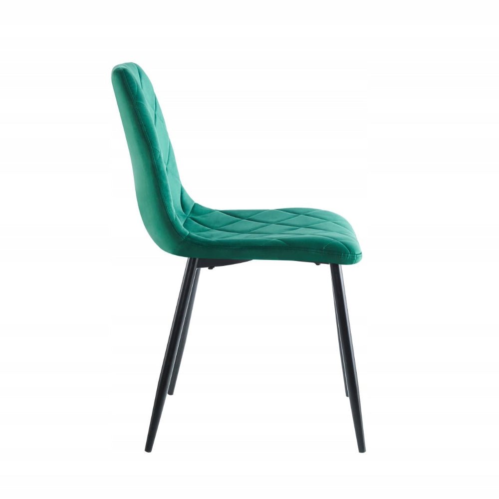 Scaun tapitat din catifea verde, picioare metalice negre, stil loft, pentru dining/living, 87 cm - Reelken