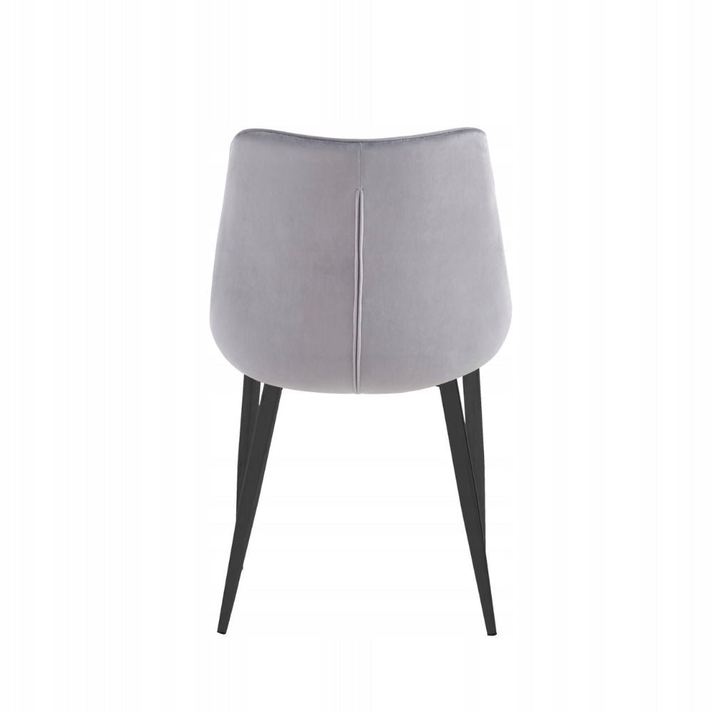 Scaun tapitat pentru dining, catifea gri, cusaturi matlasate, picioare metalice negre, 89 cm - Reelken