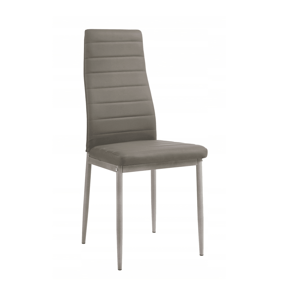 Scaun tapitat, piele ecologica gri, picioare metalice gri, pentru bucatarie si living, 97 cm - Reelken