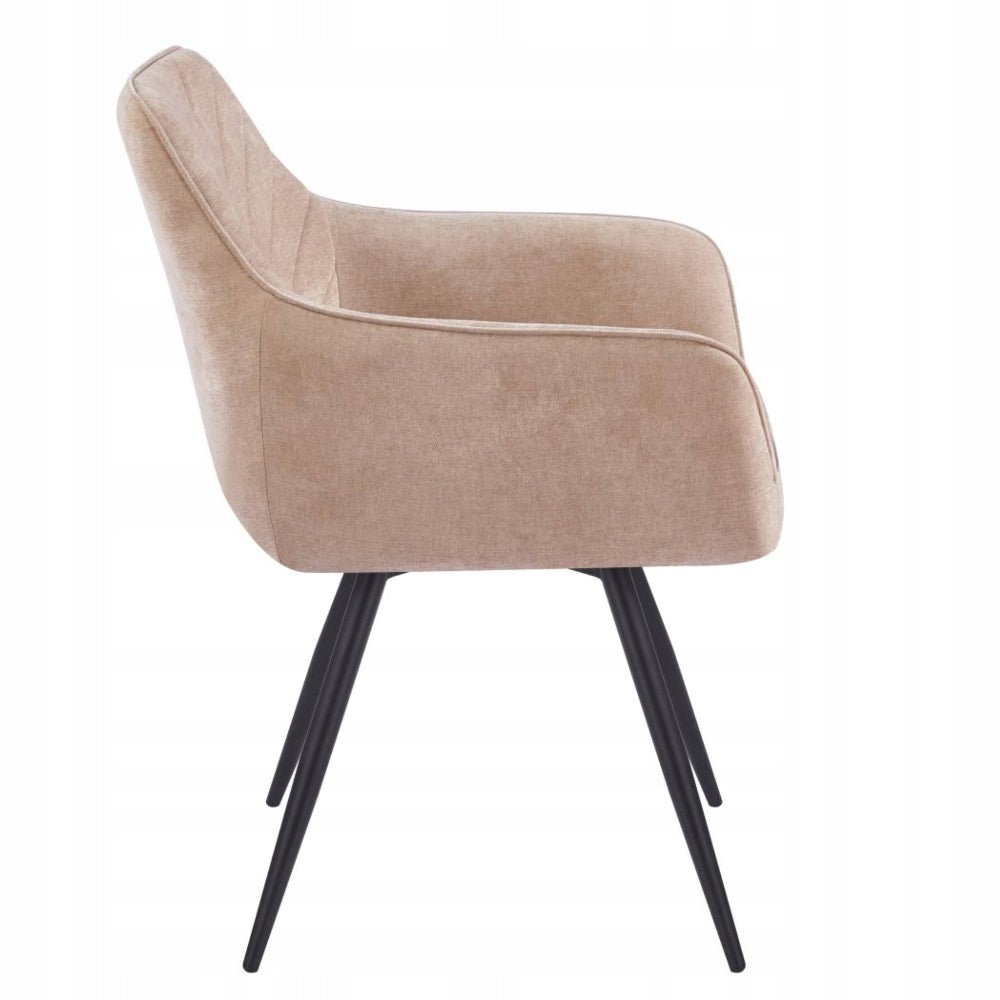 Scaun tapitat rotativ 180° cappuccino, material Davis Wind 11, sezut cu arcuri pocket, functie Auto-Return, picioare metalice negre, 84 cm - Reelken