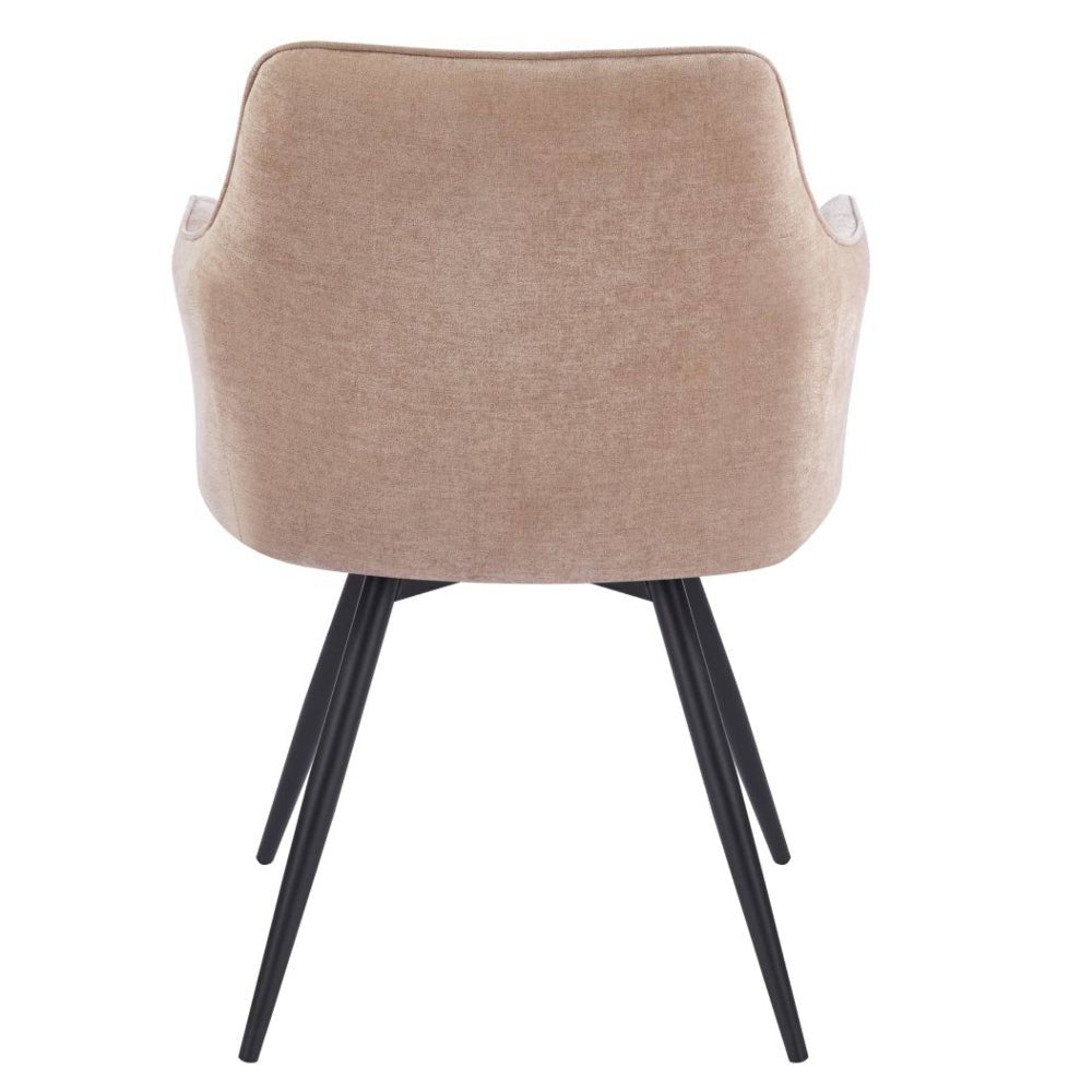 Scaun tapitat rotativ 180° cappuccino, material Davis Wind 11, sezut cu arcuri pocket, functie Auto-Return, picioare metalice negre, 84 cm - Reelken