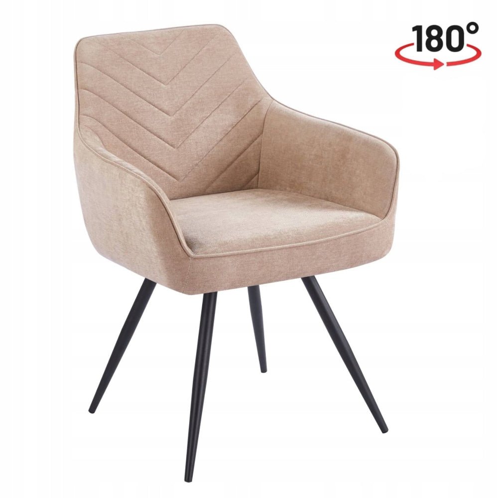 Scaun tapitat rotativ 180° cappuccino, material Davis Wind 11, sezut cu arcuri pocket, functie Auto-Return, picioare metalice negre, 84 cm - Reelken