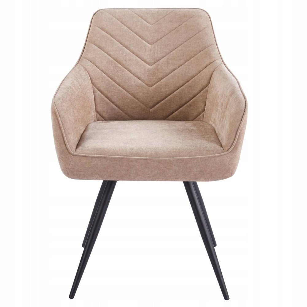 Scaun tapitat rotativ 180° cappuccino, material Davis Wind 11, sezut cu arcuri pocket, functie Auto-Return, picioare metalice negre, 84 cm - Reelken