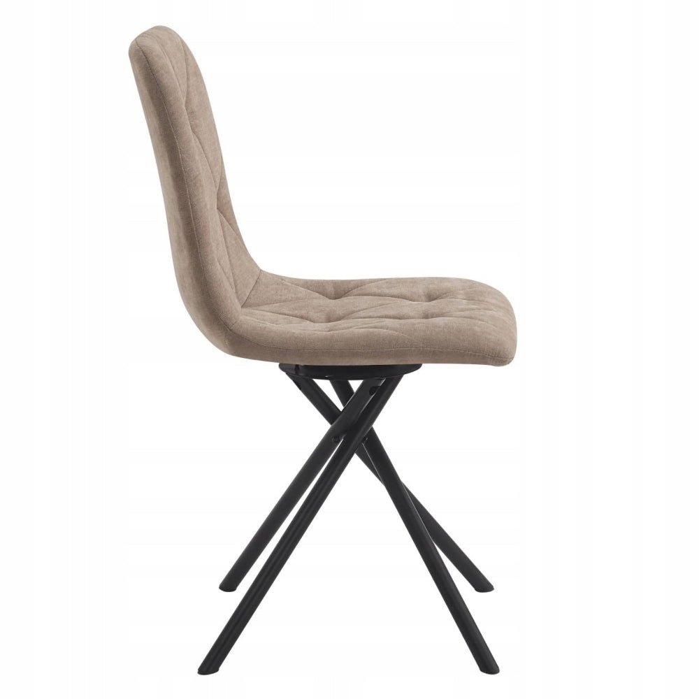 Scaun tapitat rotativ 360°, tesatura cappucino, picioare metalice tip cruce, pentru living si dining, 88 cm - Reelken