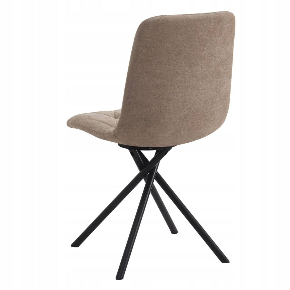 Scaun tapitat rotativ 360°, tesatura cappucino, picioare metalice tip cruce, pentru living si dining, 88 cm - Reelken