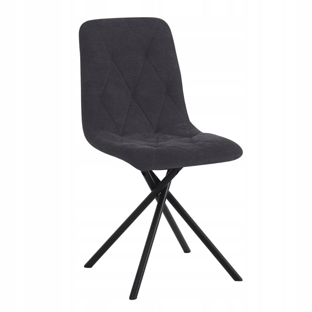 Scaun tapitat rotativ 360°, tesatura neagra/grafit inchis, picioare metalice tip cruce, pentru living si dining 88 cm - Reelken