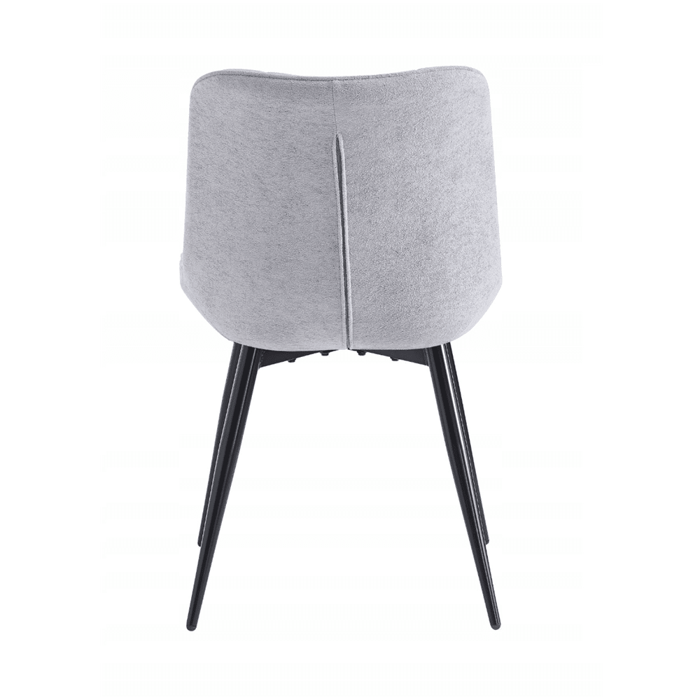 Scaun tapitat tip fotoliu, catifea gri, picioare metalice negre, confortabil pentru living si dining, 83 cm - Reelken