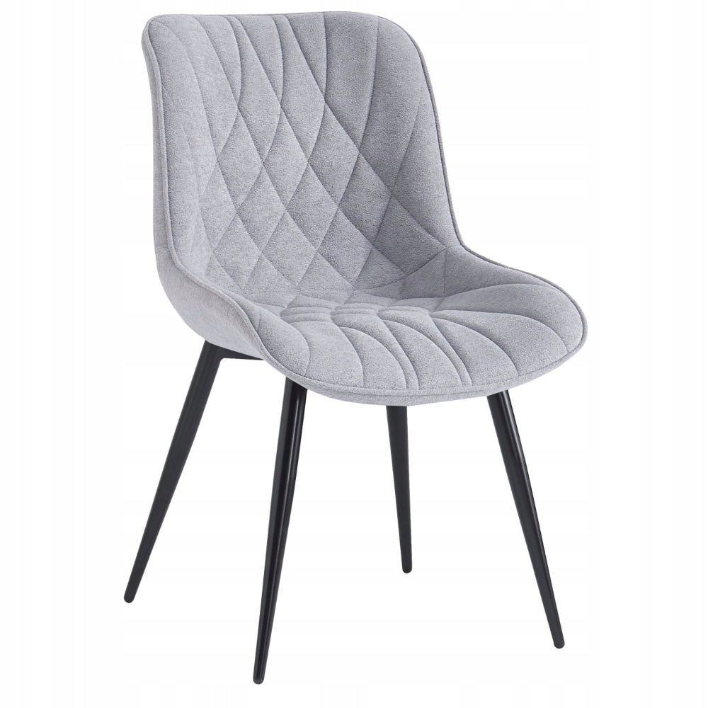 Scaun tapitat tip fotoliu, catifea gri, picioare metalice negre, confortabil pentru living si dining, 83 cm - Reelken
