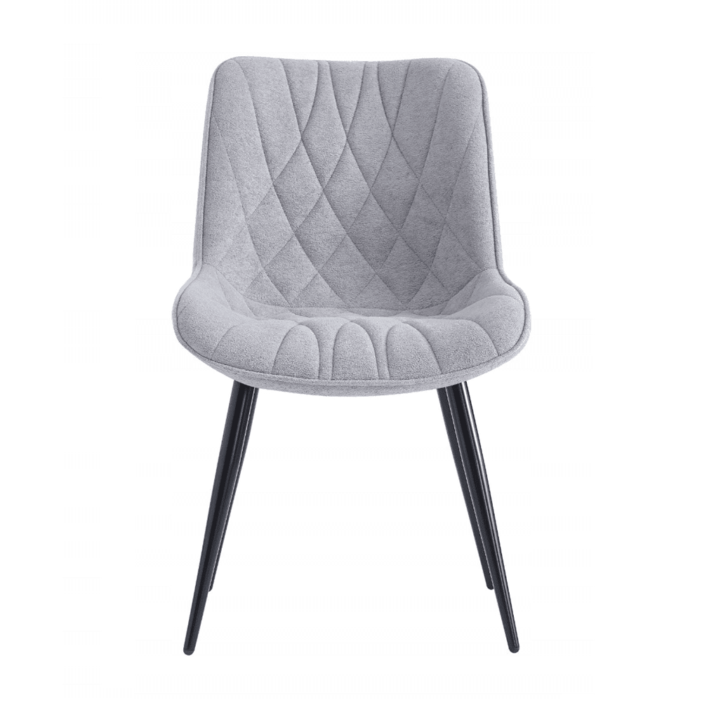 Scaun tapitat tip fotoliu, catifea gri, picioare metalice negre, confortabil pentru living si dining, 83 cm - Reelken