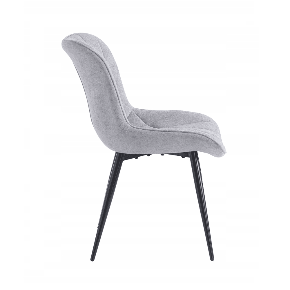 Scaun tapitat tip fotoliu, catifea gri, picioare metalice negre, confortabil pentru living si dining, 83 cm - Reelken