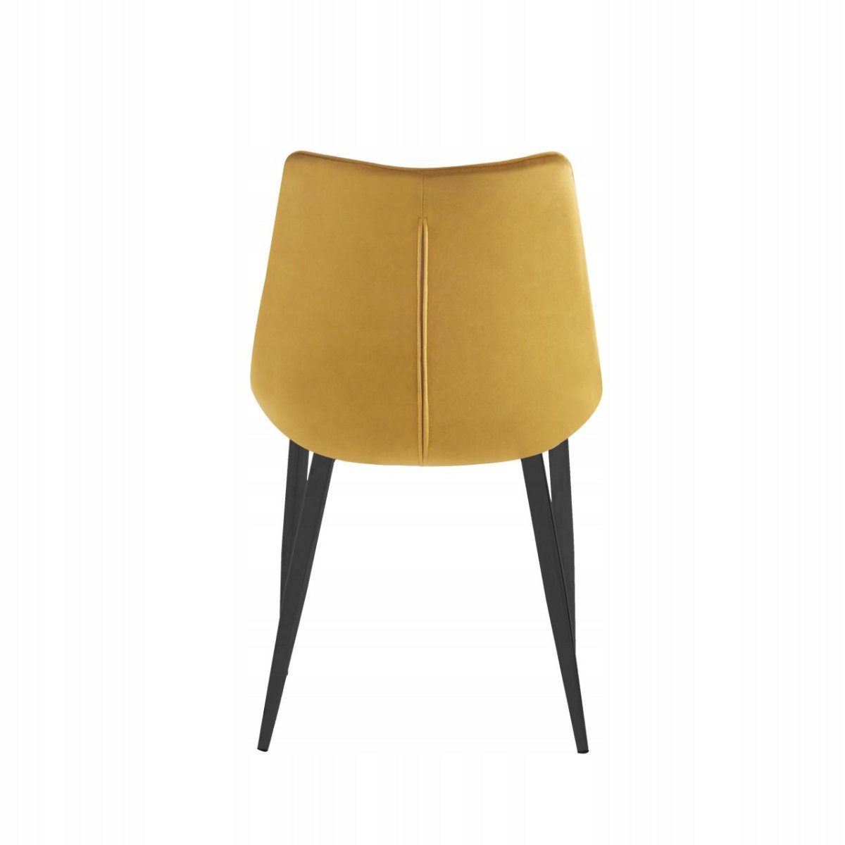 Scaun tapițat, velur curry, matlasat, picioare metalice negre, pentru dining/living, înălțime șezut 49 cm - Reelken