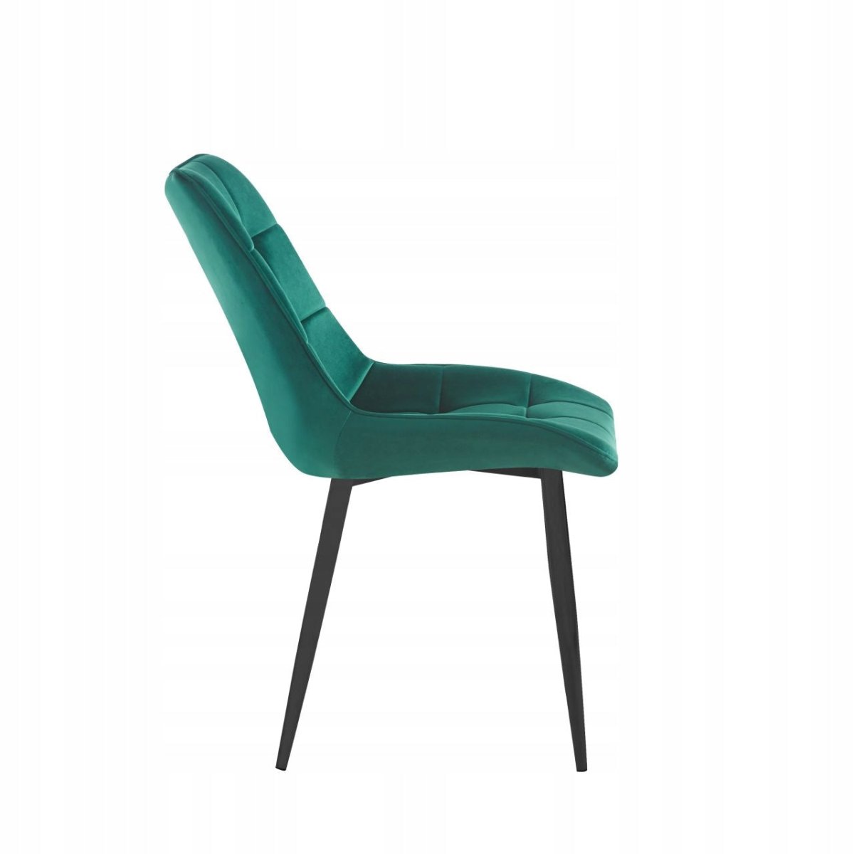 Scaun tapițat, velur verde matlasat, picioare metalice negre mate, stil loft/scandinav, 51x44x89 cm - Reelken