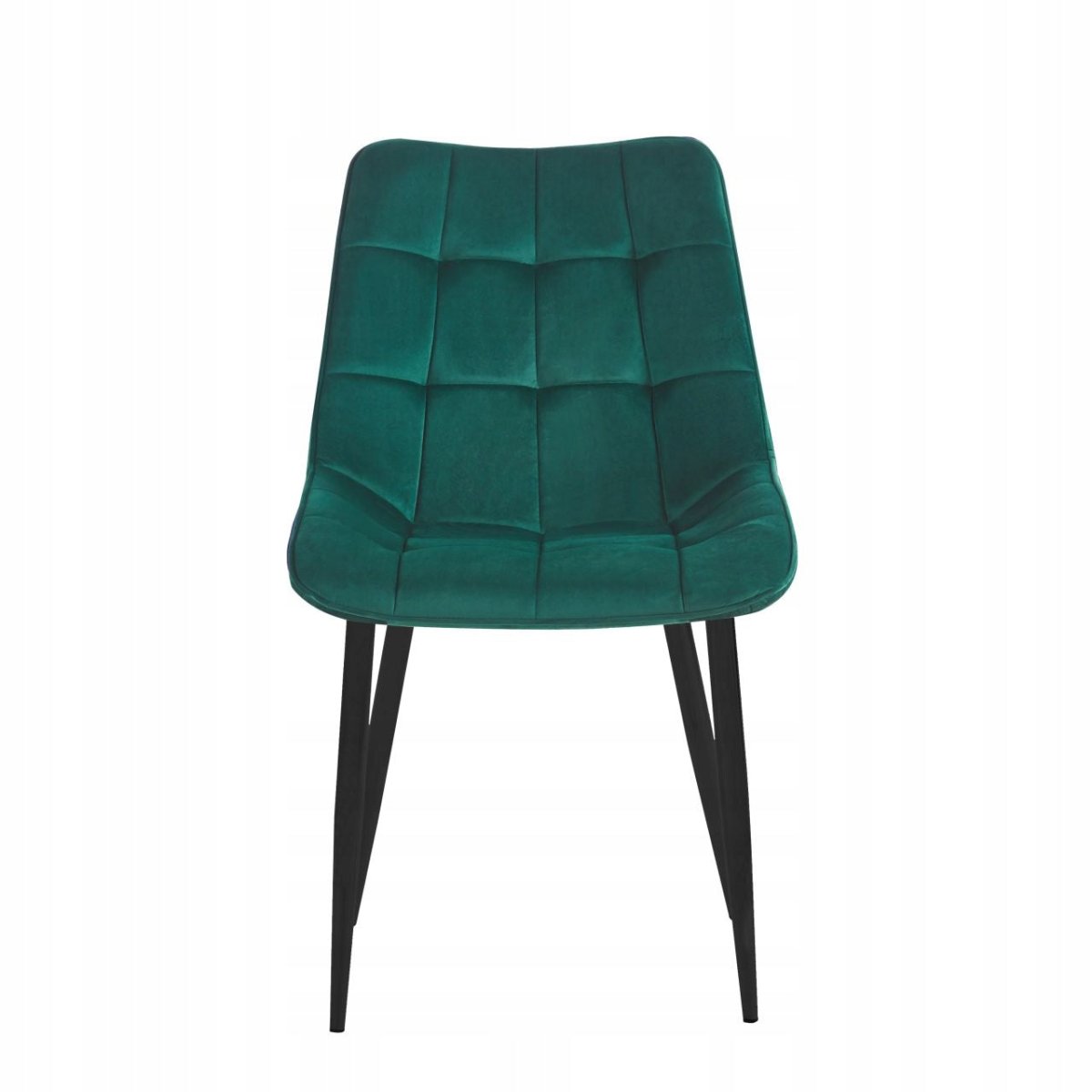 Scaun tapițat, velur verde matlasat, picioare metalice negre mate, stil loft/scandinav, 51x44x89 cm - Reelken