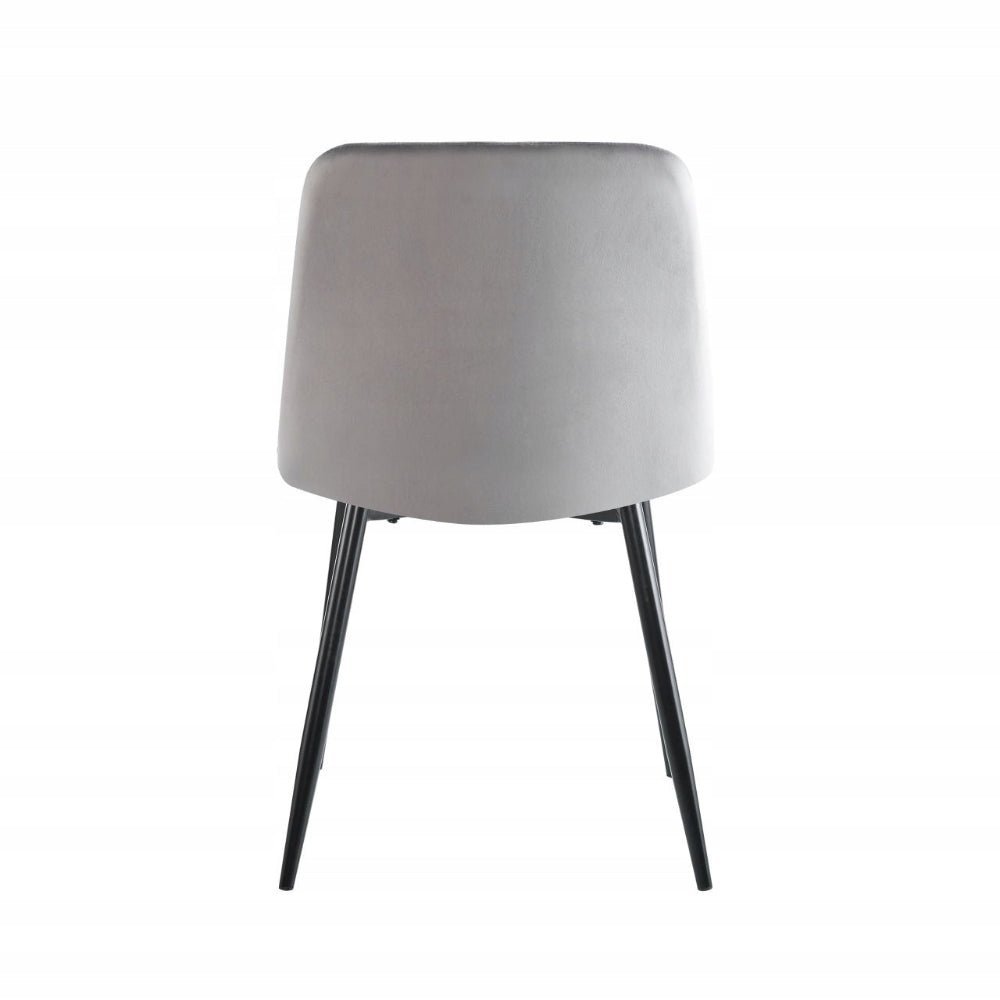 Scaun tapitat, velvet gri, picioare metalice negre, stil loft, pentru dining/sufragerie, 87 cm - Reelken