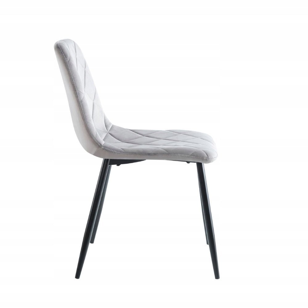 Scaun tapitat, velvet gri, picioare metalice negre, stil loft, pentru dining/sufragerie, 87 cm - Reelken