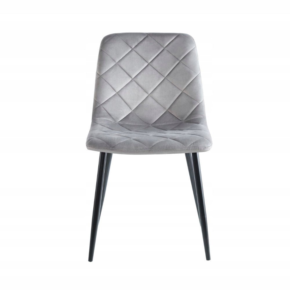 Scaun tapitat, velvet gri, picioare metalice negre, stil loft, pentru dining/sufragerie, 87 cm - Reelken