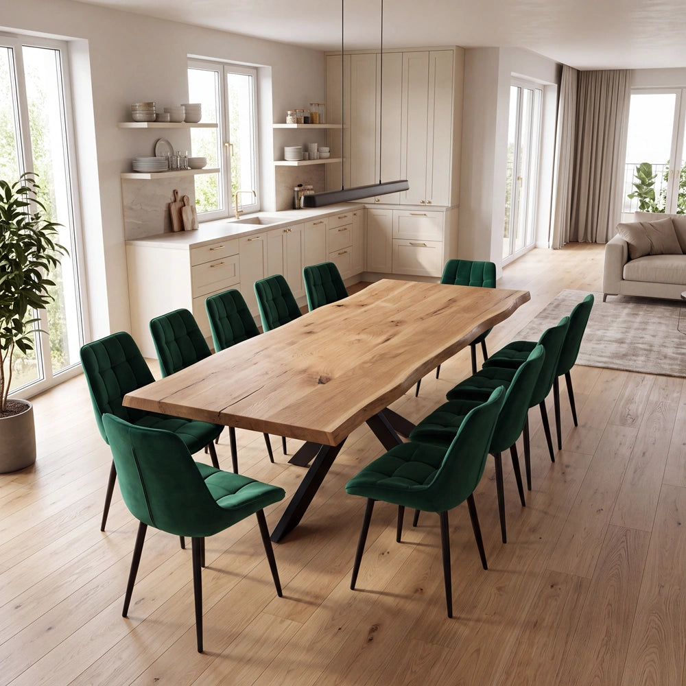 Eichenholztisch im rustikalen Stil – für 10 Personen – 240 x 100 x 4 cm