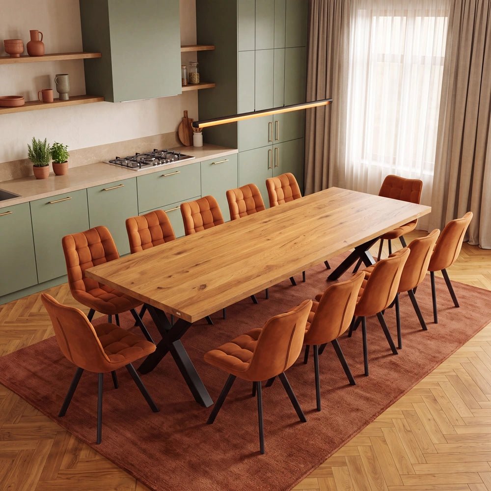 Eichenholztisch klassisch für 12 Personen - 260x100x4cm
