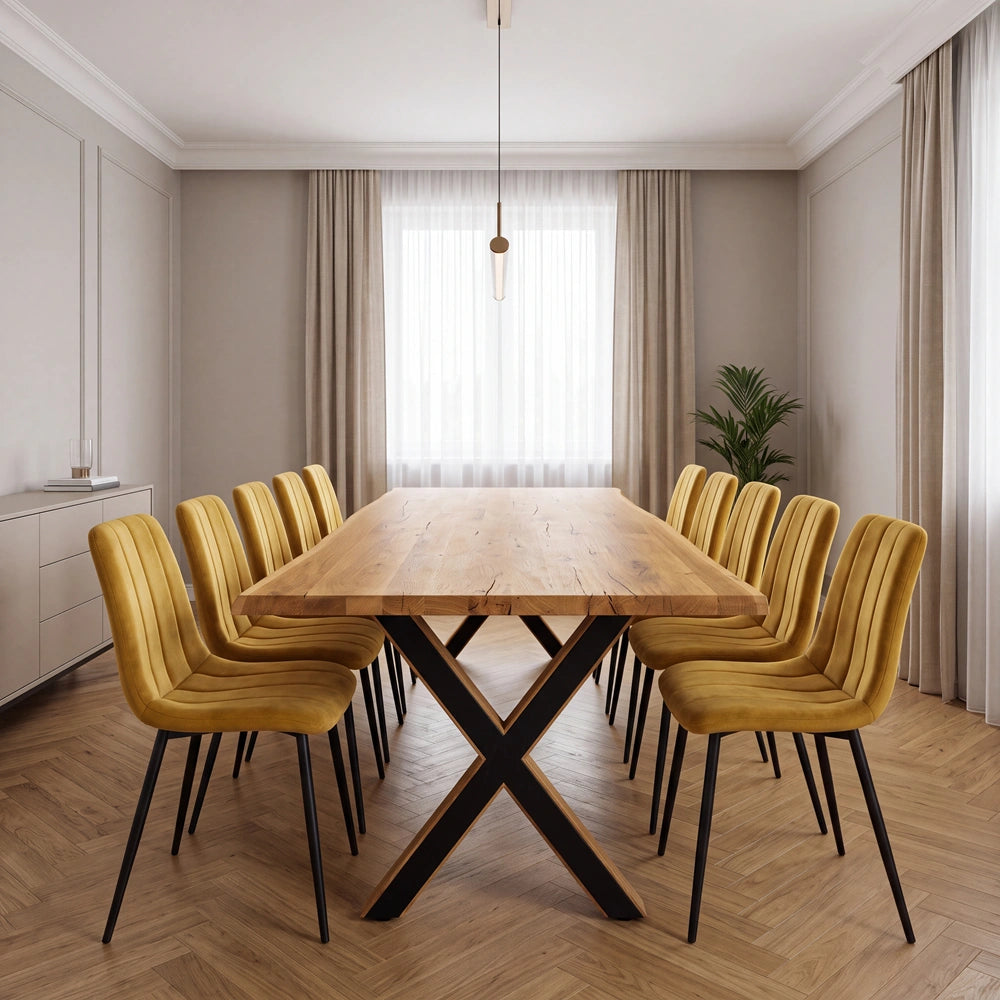 Eichenholztisch im rustikalen Stil – für 10 Personen – 240 x 100 x 4 cm