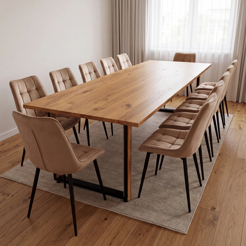 Eichenholztisch im klassischen Stil – für 10 Personen – 220x100x2,6 cm