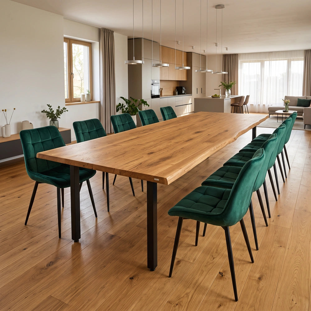 Eichenholztisch im rustikalen Stil – für 10 Personen – 240 x 100 x 4 cm
