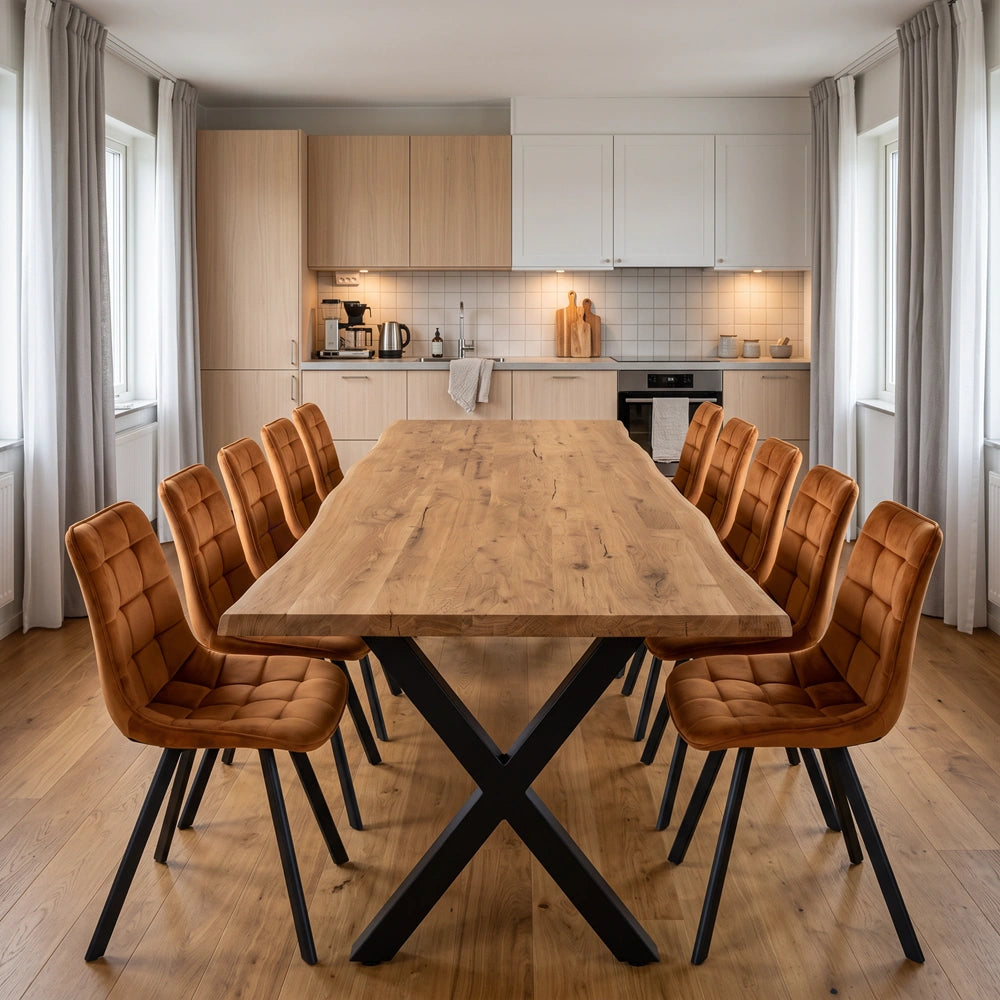 Eichenholztisch im rustikalen Stil – für 10 Personen – 240 x 100 x 4 cm