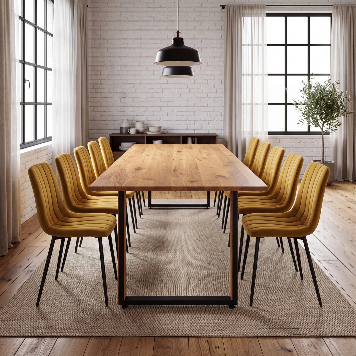 Eichenholztisch im klassischen Stil – für 10 Personen – 220x100x2,6 cm