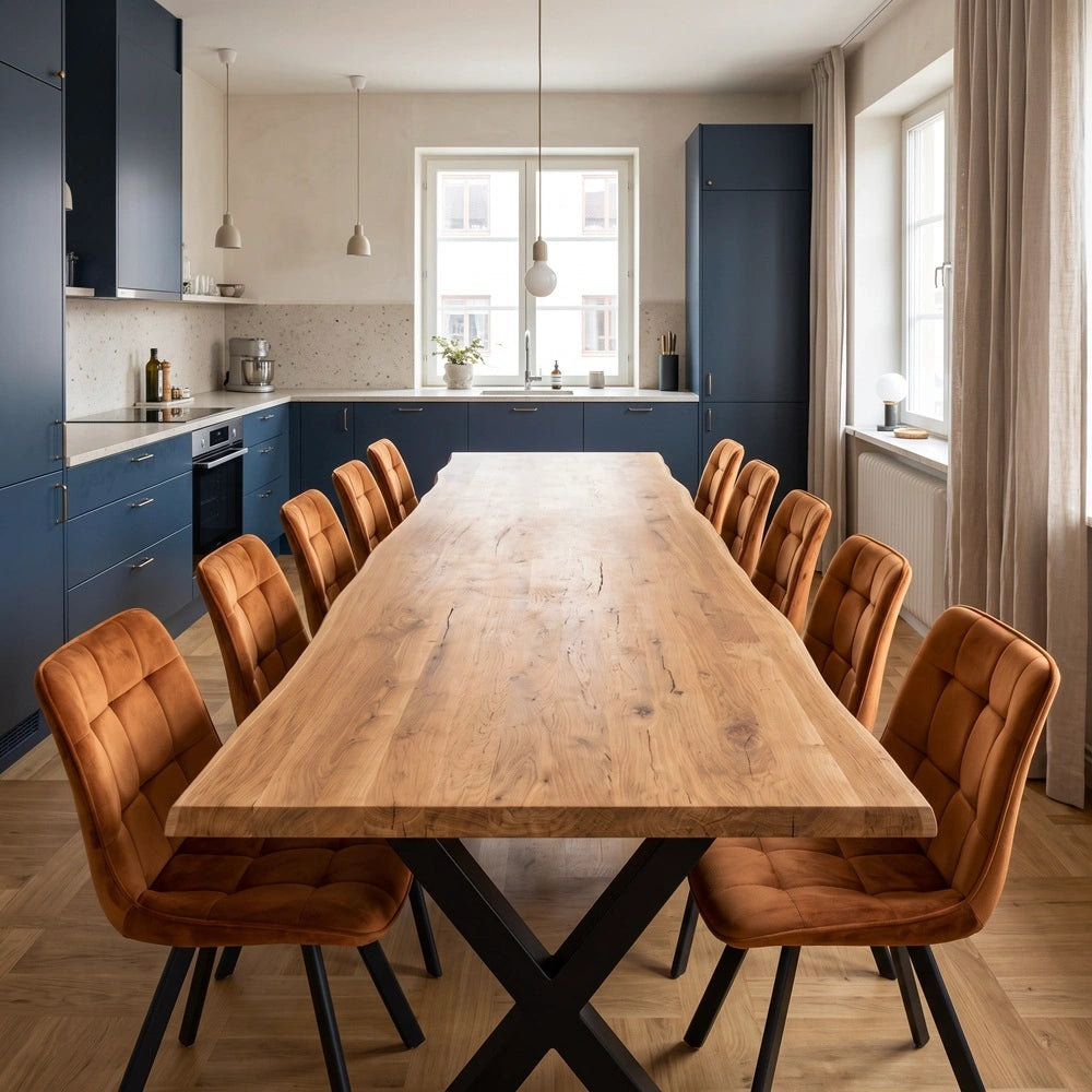 Eichenholztisch im rustikalen Stil – für 10 Personen – 240 x 100 x 4 cm