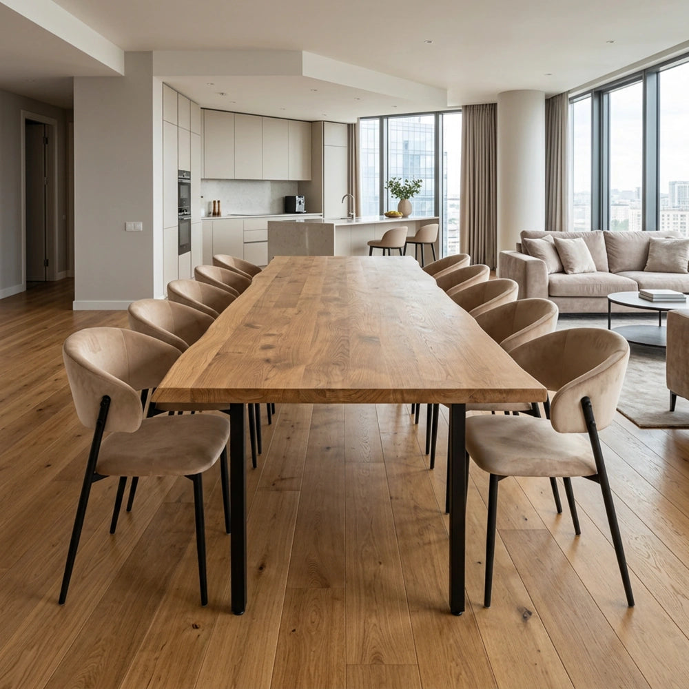 Eichenholztisch im rustikalen Stil – für 10 Personen – 240 x 100 x 4 cm
