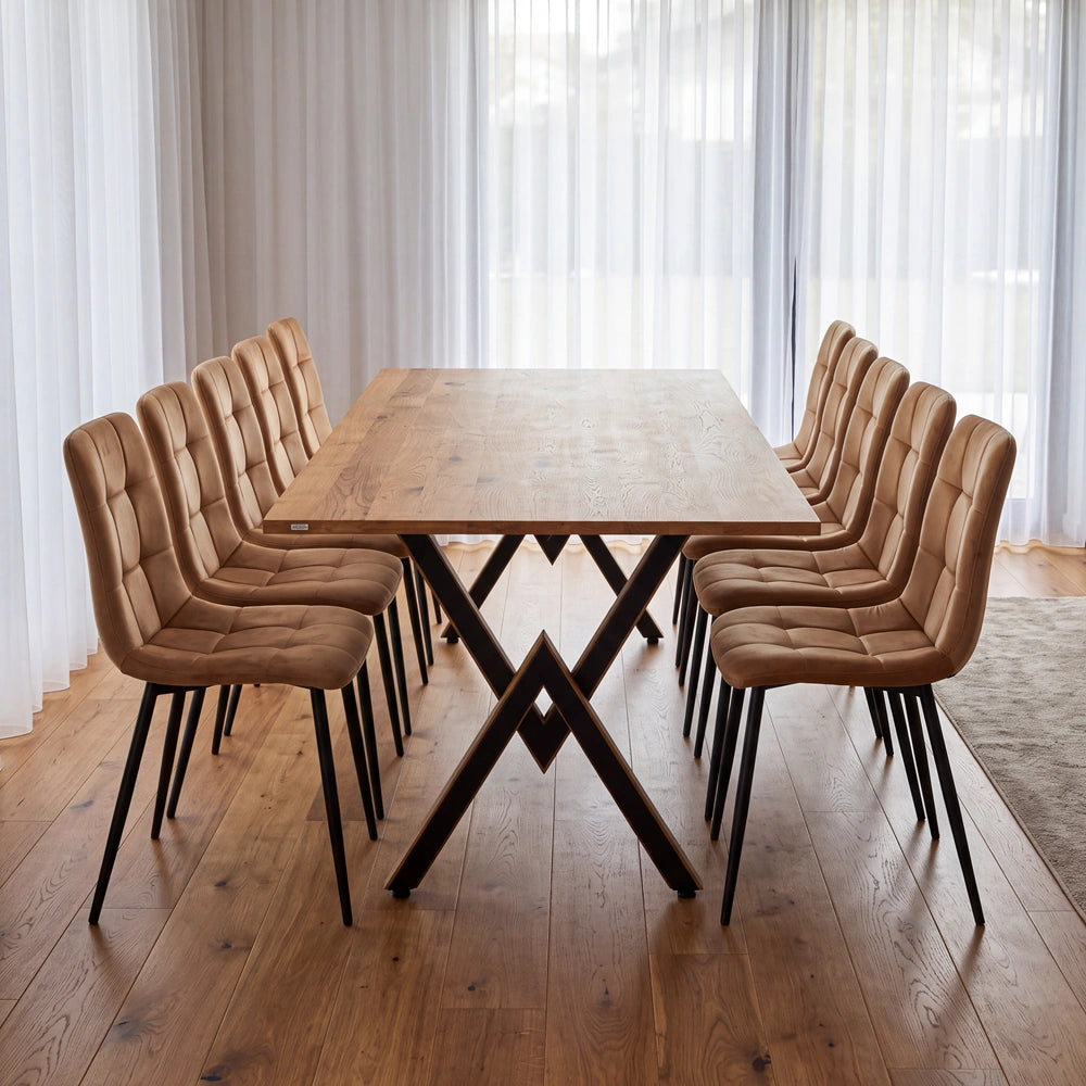 Eichenholztisch im klassischen Stil – für 10 Personen – 220x100x2,6 cm